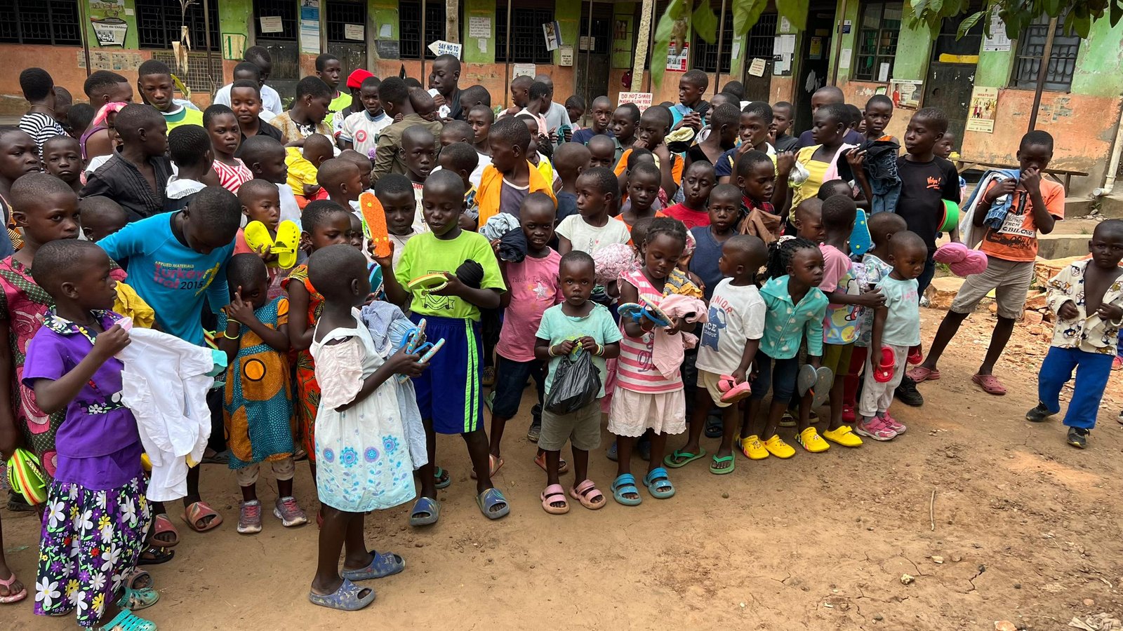 Children watching themselves on TV during the broadcast
